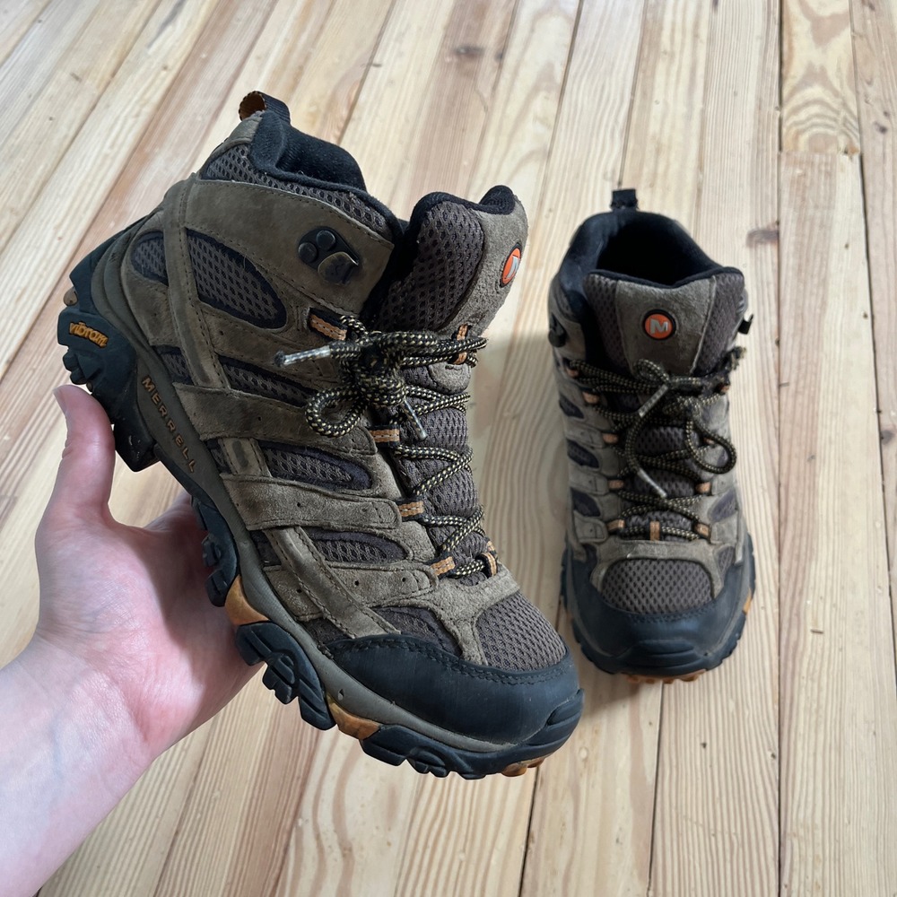 Merrell Moab Mens Hiking‎ Boots Walnut Brown Suede Vibram J06045 Size 8 utility